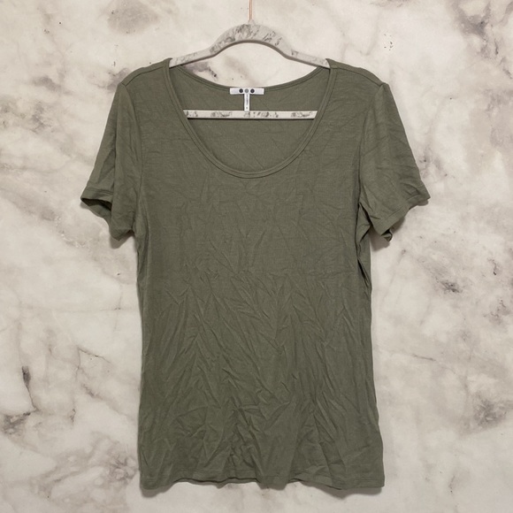 NWOT Three Dots Ribbed Crew Neck Tee - Olive Green - Picture 4 of 11